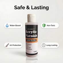 Premium Acrylic Gloss Varnish, 60/120/250ml - Clear, Non-Yellowing & Crack-Resistant Finish For Paintings, Oil Art & Drawings,Cratch-Resistant, Jewelry Making Sealant - A - View 2