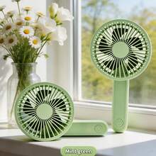1 pieza Abanico plegable de mano con cordón, ventilador mini portátil recargable USB beige con 3 ajustes de velocidad, ventilador personal potente para escritorio para mujeres, hombres, hogar, oficina, maquillaje, viajes al aire libre, silencioso - Blanco - Ver 7