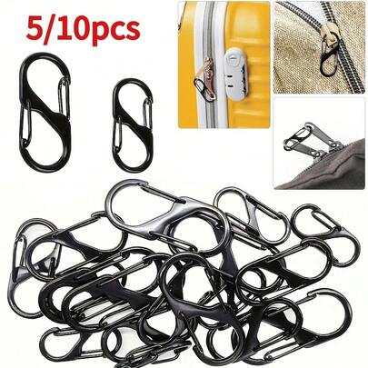 5/10个装多用途耐用扣环，灵活易用，S型双头弹簧扣，适用于露营背包挂扣、DIY工艺品制作、钥匙扣配件，是户外休闲的理想之选