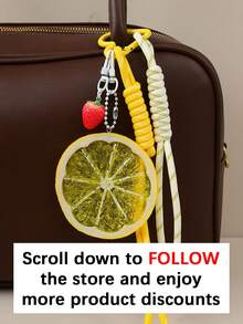 Fashionable & Versatile Strawberry Lemon Pendant, Personalized Design, Contrast Color Bag Charm, Cute & Lightweight Keychain Suitable For Shopping, Dates, Daily Outings And Work - Multicolor - View 2