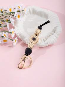 1个波西米亚风雏菊串珠钥匙扣，可爱硅胶雏菊吊坠，饰有纹理石珠和编织流苏，是送给朋友、姐妹和植物爱好者的贴心礼物。 - 多色 - 查看 7