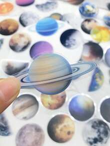 50张卡通涂鸦星球透明PET贴纸，适用于手机、笔记本电脑、行李箱、吉他等，美观装饰贴纸，礼品，剪贴簿用品，文具，趣味贴纸 - A - 查看 5