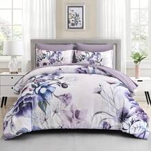 Floral Comforter Set King Size 7 Piece, Purple Flower Bed In A Bag, Elegant Floral Comforter With Sheet Set, Soft Microfiber Bedding Set For All Season (Purple, 104"X90") Home Decor Room Decor Bedroom Decor Bed Comforter Set Mothers Day Gift Wedding Decorations. - Purple2 - 查看 2