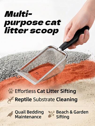 1/2pcs Anti-Slip Handle Cat Litter Scoop, Litter Box Cleaner