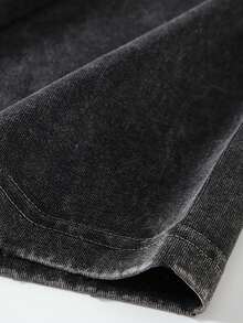 Unisex 230 GSM Heavy Cotton Vintage Distressed Tshirt - Skull Rider Lucky Number 73 Print, 100% Cotton, Loose Fit, High Quality Retro Stylegraphic Tees Men Summer Outfits - 黑色 - 查看 6