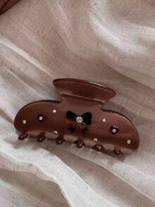 1个Emijay秋冬新款可可棕色蝴蝶结泰迪熊心形中号发夹 - 彩色 - 查看 3