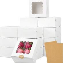 40pcs Bakery Boxes, 4x4x2.64 Inches Cookie Box With Window, White Treat Containers For Small Pie, Chocolate Covered Strawberries, Cupcake And Easter Pastry - White - View 1