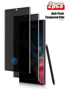 XINHONGYU 适用于 Galaxy S26 Ultra/26+/26/Galaxy S25 Ultra 的隐私防窥钢化玻璃屏幕保护膜 2 片装，防窥、防偷窥、隐私屏幕保护膜，支持指纹解锁，也适用于 Galaxy S21/S22/S23/S24 Ultra/Galaxy S24 FE/S25 Ultra/S25 Edge/S26 Ultra/S26 Plus/S26，防摔、防刮、防水，春季礼物、周年纪念、生日派对佳品 - 黑色 - 查看 21