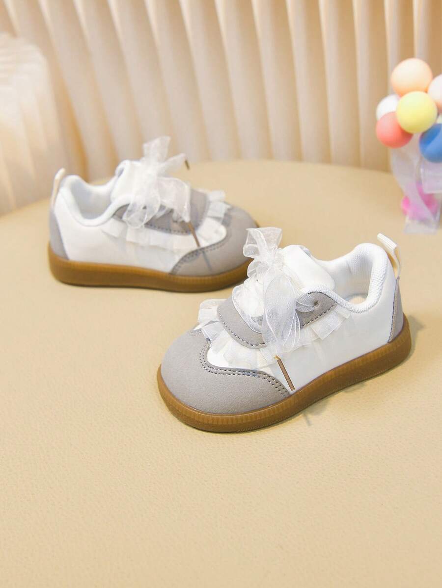 1双婴儿鞋，蕾丝边婴儿平底鞋，幼儿鞋 - 米色 - 查看 1