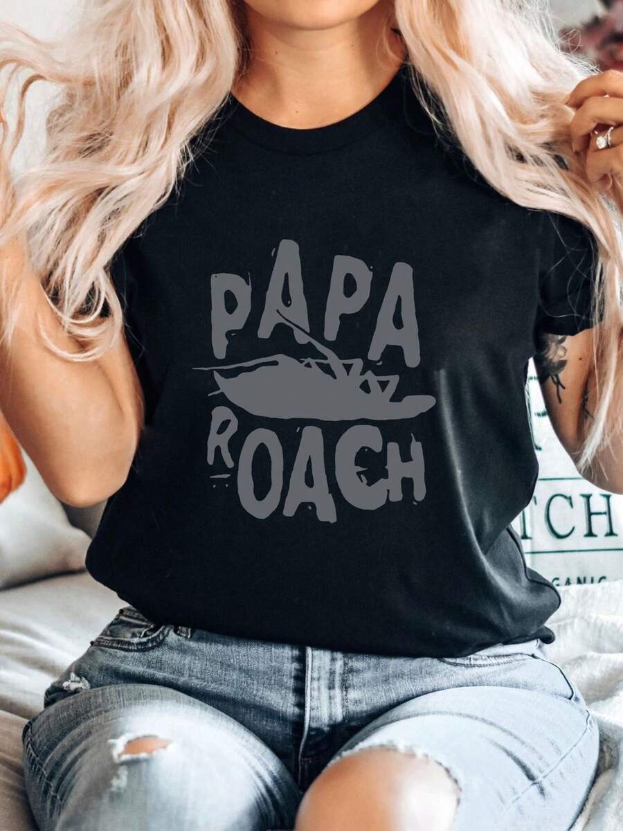 Maglietta da donna con stampa Papa Roach, disponibile nelle taglie M, L, XL, 2XL, colore nero, a maniche lunghe o corte - nero - Visualizzare 1