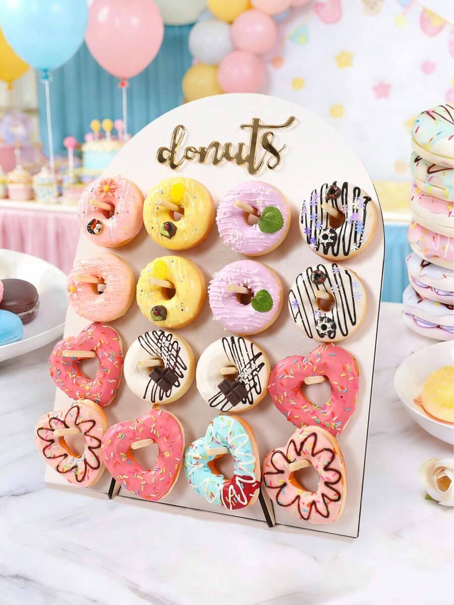 1/2Set Wooden Donut Display Stand, 26*35cm/32*40cm Donut Holder Board For 9/16 Donuts, Baby Shower Decor, Gender Reveal Party Decor, 1st Birthday Party Decor, Wedding Decor, Bridal Shower Decor, DIY Candy Bar Display, Dessert Cake Holder, Event Celebrations Decor, Party Food Placement Rack, Candy Display Rack, Kitchen Dining Room Table Decorations, Holiday Party Supplies, Anniversaries Tabletop Decor, Party Favors