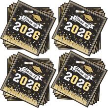 50 chiếc khăn ăn tiệc tốt nghiệp màu đen và vàng, kích thước 6,5"X6,5". - Xem 2