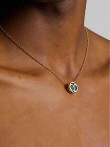 1PC Fashion High-End Shiny Elegant Simple Twelve Constellations Teardrop Birthstone Crystal Zirconia Pendant Gold Stainless Steel Necklace Clavicle Chain, Suitable For Daily Wear By Women, Can Be Given As A Gift To Family And Friends - Multicolor - View 2