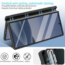 Ốp lưng điện thoại doanh nhân tích hợp bút cảm ứng, tương thích với Samsung Galaxy Fold7 Fold6 Fold5 Fold4 Fold 7 6 5 4, chất liệu giả da, bao phủ toàn bộ điện thoại. - màu đen - Xem 4