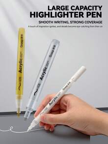 New High-Capacity Highlighter Markers, Classic Gold, Silver, And White Colors, Suitable For Different Styles And Subjects, Durable Tip With Smooth, Uniform Ink Flow, Excellent Color Coverage, Waterproof And Fade-Resistant, Ideal For Illustrations, Anime, Watercolor, Colored Pencil, And Sketches Requiring Enhanced Dimensionality. - Sets - View 2