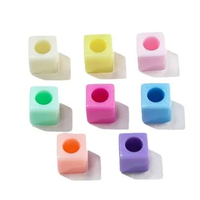 Acrylic 7mm Square Solid Color Large Hole Bead Heart Scattered Bead Handmade DIY Bracelet Necklace Keychain Accessories Wholesale