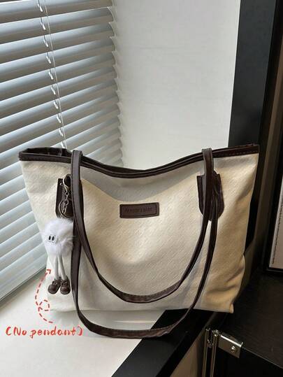 Large Capacity Women's Fashion Multifunctional Shoulder Bag, New Canvas Handbag, Stylish Design, Suitable For School, Commuting And Shopping (Pendant Not Included)