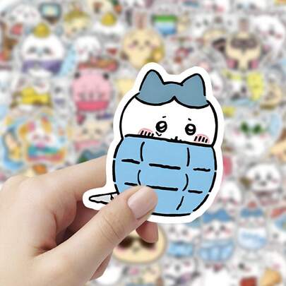 100pcs Cartoon Graffiti Children's Stickers Cute Account Material DIY Stickers, Perfect Small Gifts For Fans, Family, And Friends, Girls' Day Gifts White Valentine's Day Gifts Easter Gifts