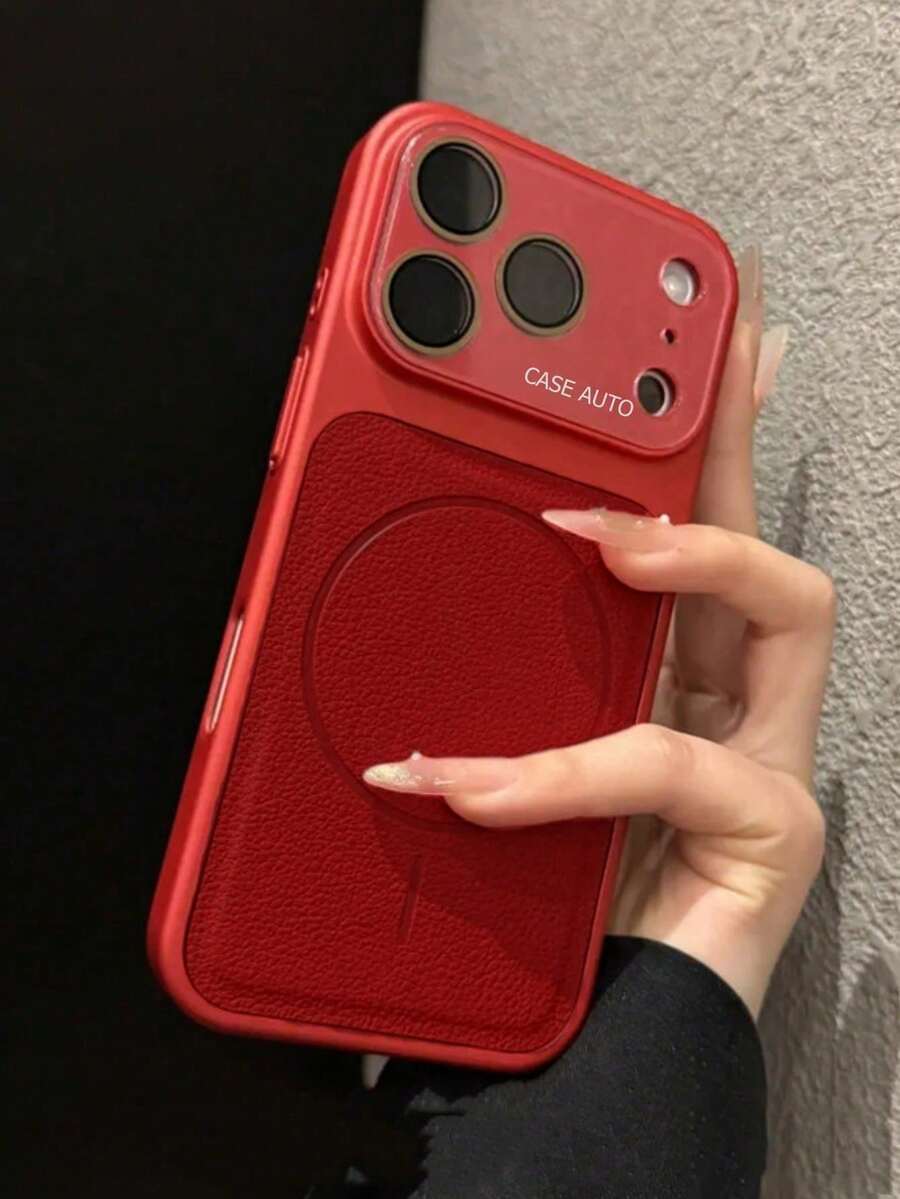 1 pieza Funda de teléfono magnética de cuero con marco de cristal AG electrochapado y protección de cámara compatible con iPhone 17 16 15 14 13 Pro Max, cubierta trasera de TPU suave