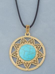 1 chiếc dây chuyền mặt dây chuyền giả ngọc lam màu vàng mờ tối giản thời trang, dây thừng sáp, thích hợp cho nữ giới đeo hàng ngày, dài 28 inch. - Vàng mờ - Xem 12