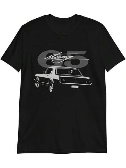 Camiseta con Estampado Vintage 1965stangclassicponycarclub - Camiseta Unisex de Algodón Negro con Cuello Redondo, Diseño de Coche Vintage del 65, Estampado a una Cara, Camiseta Casual Unisex con Estampado Regular, Adecuada para Uso Diario, Estampado Resistente, Tela Cómoda, Ropa para Adultos, Tienda Comunitaria Local, Entrega Rápida, Algodón Suave, Cómoda de Usar, Descuento para Pascua, Halloween, Acción de Gracias, etc. - Camiseta Unisex de Algodón, Manga Corta, Cuello Redondo, Estilo Vintage Urbano y Holgada.