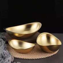 创意元宝碗 304不锈钢韩式小吃碗 烹饪碗 加厚金色水果碗 甜点碗 船形沙拉碗 - 彩色 - 查看 4