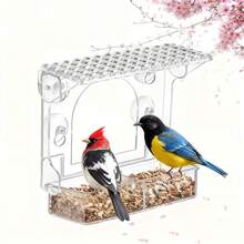 Window Bird Feeder With 4 Extra Strong Suction Cups, Clear Birdfeeders Bird House For Outdoors Window Viewing Outside, Removable Tray Birdhouse - 均碼 - 查看 1