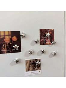 1/3/5Pcs Happy Silver Star Fridge Magnets, Sound Insulation Magnetic Stickers, Decorative Refrigerator Magnets For Kitchen Home Decoration, Ideal For Daily Decor, Christmas Halloween Housewarming Gifts - Multicolor - View 7
