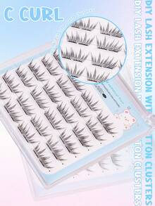 48pcs/Set Blue Teardrop False Eyelashes, Self-Adhesive, Natural Look, Large Capacity, No Glue Needed, Easy Application For Beginners To Enlarge Eyes - C - View 8