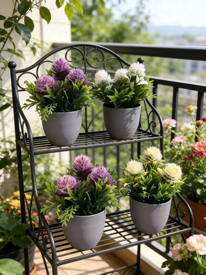 1 Pot 5.5inch(H) Artificial Chrysanthemum Potted Plant, Home, Living Room, Balcony, Bathroom, Garden Decor, Aesthetic, Wedding, Birthday, Party Decoration