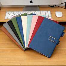 1 pieza Cuaderno/Diario A5 - Cuaderno de negocios con tapa dura, diario de piel sintética PU con cierre magnético y soporte para bolígrafo, adecuado para hombres y mujeres, cuaderno de espiral grueso para oficina, negocios, estudio, viajes, uso personal - A - Ver 8