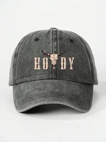 1pc Women's Printed HOOY Cow Head Washed Baseball Cap, Adjustable Sun Protection Casual Hat Suitable For Valentine's Day, Spring/Autumn Travel, Versatile Sunshade, Y2K Style Cap,Beach,Festival - Baseball Cap - View 23