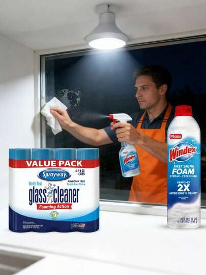 Windex Fast Shine Foam Glass Cleaner, No-Drip Aerosol Spray For Windows, Mirrors & Glass Surfaces, Streak-Free Shine With Quick Cleaning Formula, Perfect For Home, Office & Car Care, Great For Stocking Stuffers, Christmas Gifts & New Year Gifts