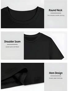 Plus Size Casual Skull Print Tee For Women, Black Short Sleeve Round Neck T-Shirt, Summer Fashion Top With 'Beautiful Disaster' Slogan - 黑色 - 查看 5