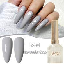 AiFer 15毫升/瓶 40色指甲油凝胶 - 色彩鲜艳持久，适用于女士美甲沙龙和DIY美甲，专业LED光疗固化，防脱落，光泽亮丽，是美甲爱好者的完美礼物 - 淺灰色 - 查看 9