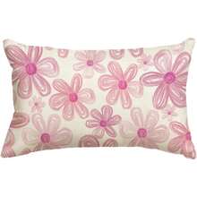 1PC Spring Pink Striped Small Daisy Pillowcase, 12 X 20 Inch Floral Summer Sofa Cushion Cover, Single-Sided, Pillow Insert Not Included - Pink - View 6