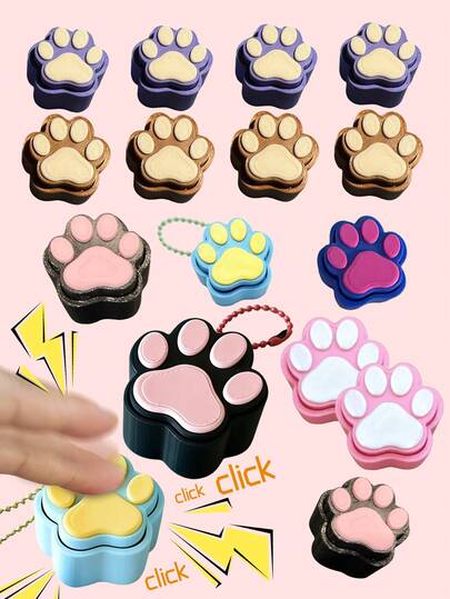 Móc khóa bấm hình dấu chân dễ thương - Đồ chơi giảm căng thẳng bằng cơ học Kawaii, phụ kiện trang trí túi xách và ba lô cho người lớn