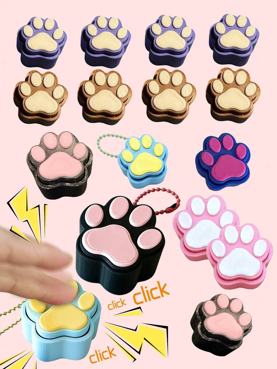 Móc khóa đồ chơi giảm căng thẳng hình dấu chân dễ thương - Đồ chơi cơ học dễ thương kiểu Nhật Bản, móc khóa đeo ba lô dành cho người lớn (kiểu dây ngẫu nhiên) - Nhiều màu - Xem 1