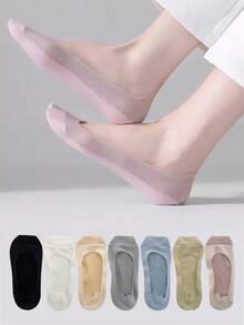 1/5/10 Pairs Of Women's Summer Invisible Mesh Boat Socks Breathable Ice Silk Soft Elastic Anti Slip Thin Casual - Multicolor - View 2