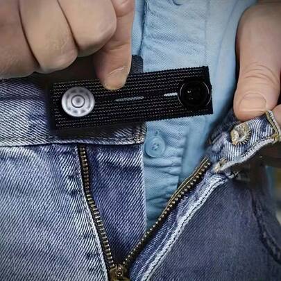 5 piezas Botón expansible para pantalones, Extensor de cintura para jeans, Gancho para pantalón con hebilla larga, Botón de ajuste elástico de cintura, Hebilla de extensión de cinturón, Suministros de acolchado