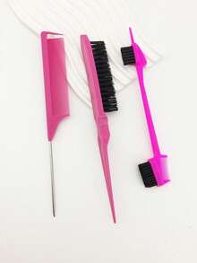 3pcs/Set Hair Styling Tools Kit, Including Curling Brush, Eyebrow Brush, Comb - Multicolor - View 4