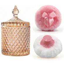 Luxury 4 Inch Glass Powder Container With 2 Soft Puffs For Loose Powder - 1 Handle 1 Bow Pink Puffs With Pointed Cylinder-amber-large - View 12