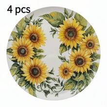 4/6pcs Sunflower Round Placemats Set - Durable Polyester Linen Material Easy To Clean, Suitable For Restaurant, Kitchen Decor, Holiday Party Decor, 38cm, Great Gift For Friends - Multicolor - View 12