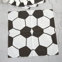 10/50件套白色足球主题派对餐具套装，7/9英寸一次性足球主题纸盘、纸杯和餐巾纸，足球主题派对用品 - A - 查看 4