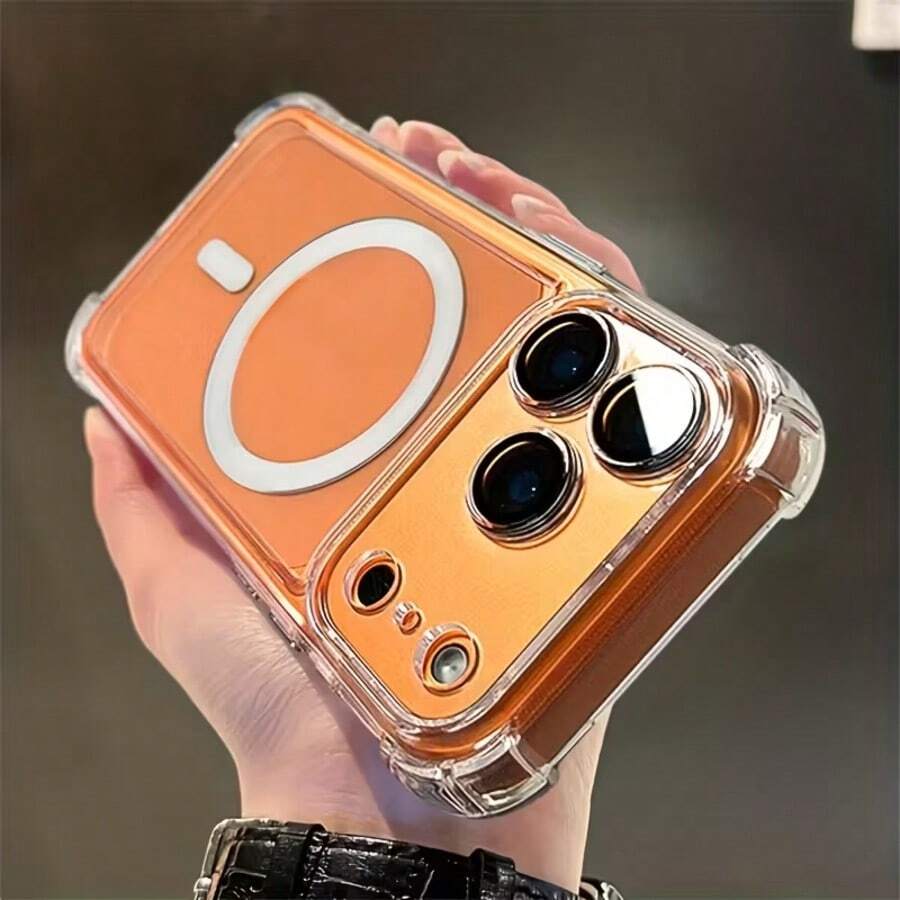 新款高级磁吸透明手机壳，兼容 17/17Pro/17Pro Max/16/15/14/13/12 Pro Max/14/15/16 Plus/17/Air/11，支持无线充电，透明防震保护壳 - 透明白 - 查看 1