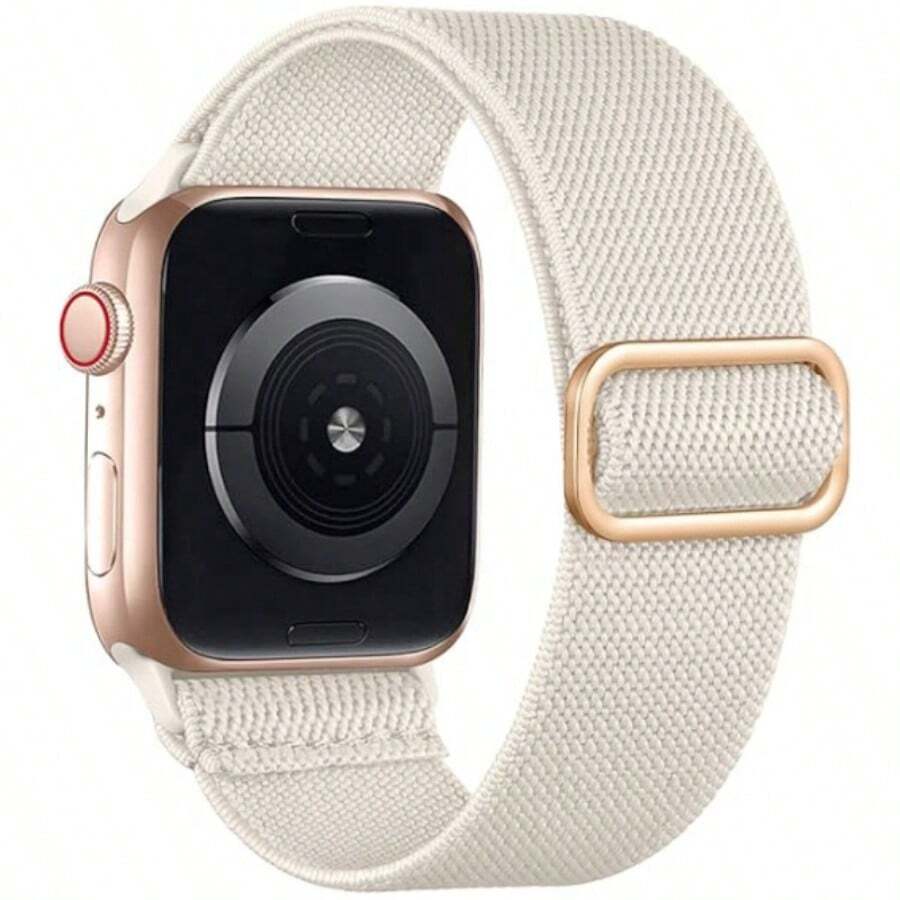 1pc Nylon Watch Band, Compatible With 38mm, 40mm, 41mm, 42mm, 44mm, 45mm, 46mm, 49mm Watch Faces. Soft, Breathable, Elastic Nylon Strap. Compatible With Series Ultra/11/10/9/8/7/6/5/4/3/SE. Unisex Sports & Casual Watch Band. - Starlight Color - View 1