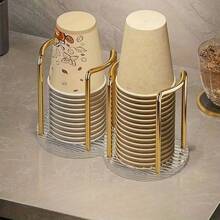 1pc Elegant Acrylic Disposable Cup Holder - Suitable For Home, Cafe, Office And Hotel - Multicolor - View 2