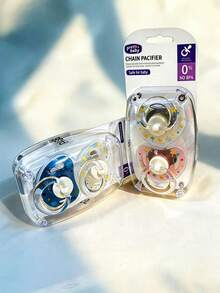 4个/2个装硅胶婴儿安抚奶嘴，带保护盒，100%正畸硅胶材质，新生儿必备用品，温和呵护宝宝肌肤 - 彩色 - 查看 2