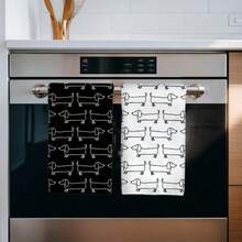 2条黑白涂鸦香肠狗图案厨房毛巾，可作洗碗布，乔迁礼物，朋友生日礼物，妈妈礼物 - 2件裝40*60cm - 查看 7