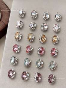 10 piezas de decoraciones de arte de uñas con huevo de paloma de cristal K9 y rhinestones, nuevos accesorios de joyería de uñas de lujo completamente pavimentados con miniatura de rhinestones, accesorios de rhinestones para uñas - Multicolor - Ver 5